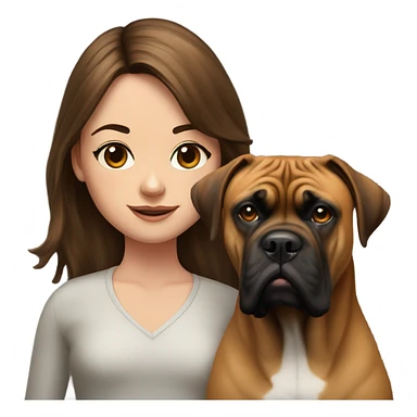 realistic portrait of girl with Brown hair and bullmastiff sticker