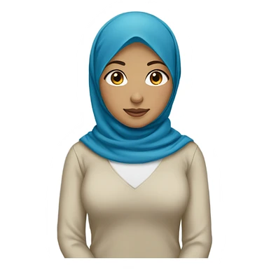 a hijabi girl with light skin and blue hijab sticker