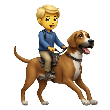 boy rideing dog sticker