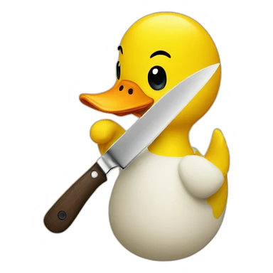 A yellow duck holding a knife sticker