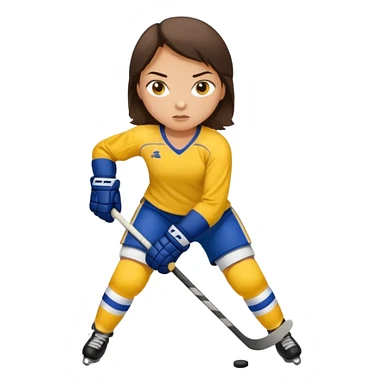 Girl hockey player with yellow jersey full body brunette sticker