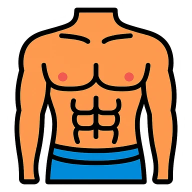 male torso point of view, lineal color icon with black outlines sticker