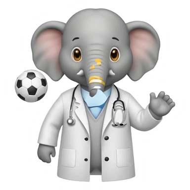 Soccer playing elephant which wears doctor's white coat. sticker