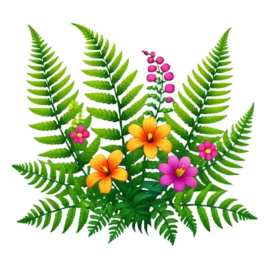 Ferns and flower sticker