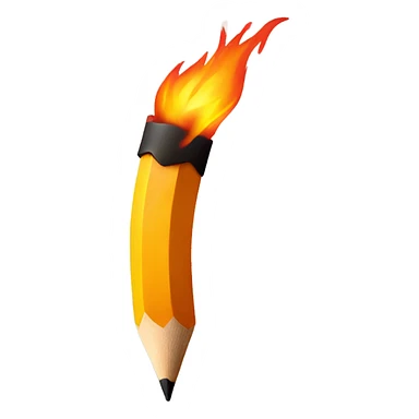 curved pencil on fire sticker