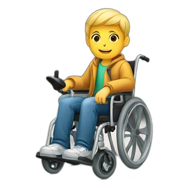 boy on wheelchair next to car sticker