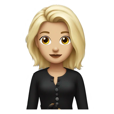 Blondie with brown eyes in black outfit with crow on the shoulder sticker