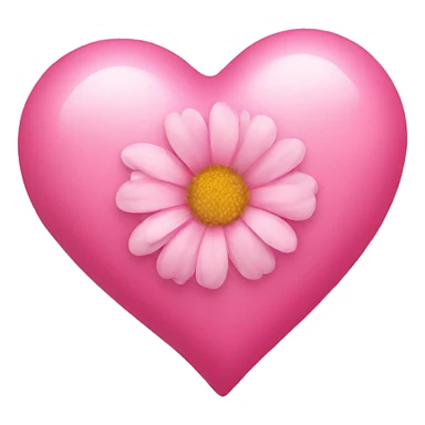 Pink heart with flower sticker