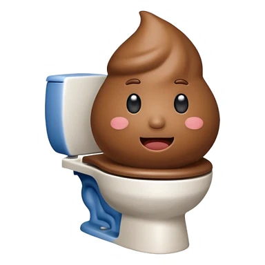 An alive poop emoji sitting on the toilet  sticker