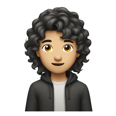 Asian teen boy with long wavy hair sticker