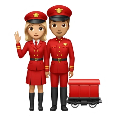 Man and Woman in Red train sticker