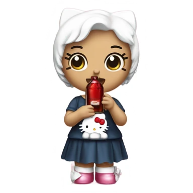 Classic Hello kitty crying tears holding Hennessy bottle😭  sticker