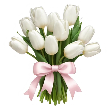 White tulips bouquet with light pink bow  sticker