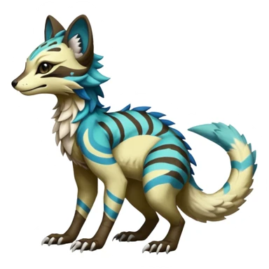 Rare realistic exotic cute epic pretty beautiful handsome gorgeous aesthetic colorful vibrant Vernid-Protogen-Primagen-Wickerbeast-Sergal-Genet-species-Fakemon-hybrid-creature by LiLaiRa, beautiful intricate markings, full body sticker