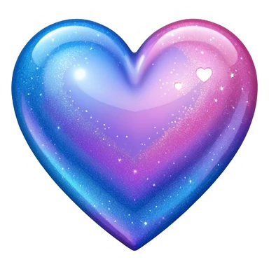 glitter heart with tri-color blue, pink, lavender sticker