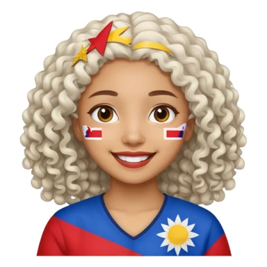 white curly hair brown girl pinoy flag sticker