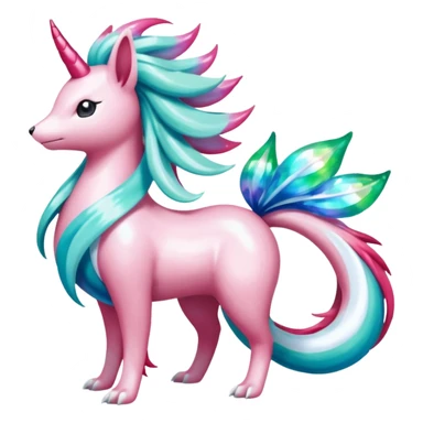  Magical shiny glittery Shaymin-Suicune-Milotic-Amaura-Pokémon-Fakémon-fusion, full body sticker