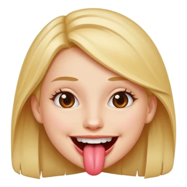 Girl, smiling with tongue over teeth sticker