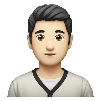 man from japan with white skin and black hair, wear casual shirt  sticker