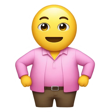 yellow man with small head and big circular belly wearing pink shirt. Very very shrt arms and legs sticker