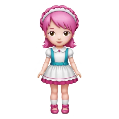 Isolated detaile illustration incredibly raspberry torte doll figurine full body with pink hair and a raspberry hairband sticker