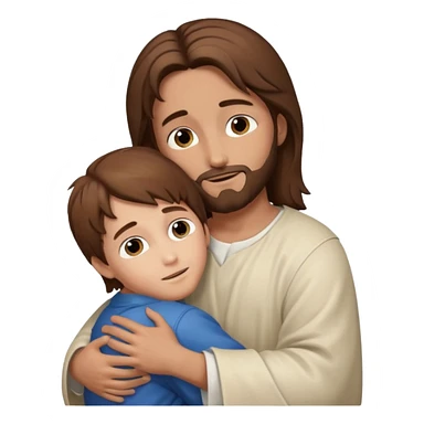 Niño abrazando a Jesús original sticker