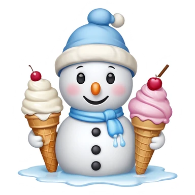 snowmen wearing cap with ice cream sticker