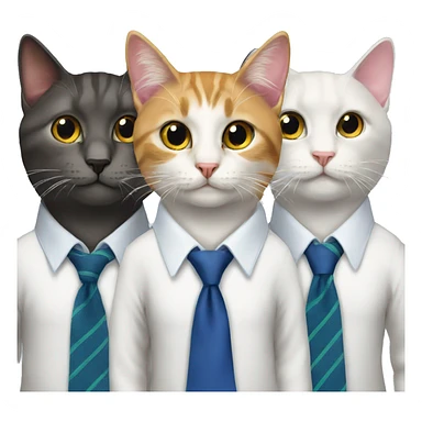 5 cats wearing neckties sticker