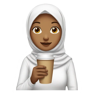 white hijab girl holding her coffee sticker