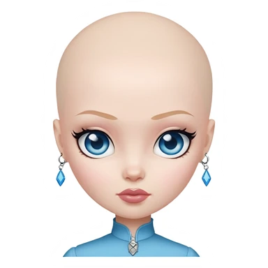 pretty bratz baddie, bald, pale skin, blue eyes sticker