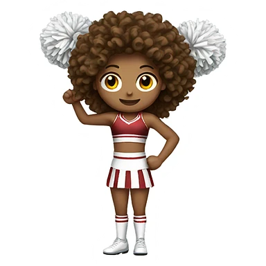 Full body tan Cheerleader with long curly brown hair holding Pom poms sticker
