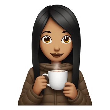 girl with black straight hair drinking hot cocoa sticker