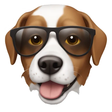 brown and white dog wearing sunglasses  sticker