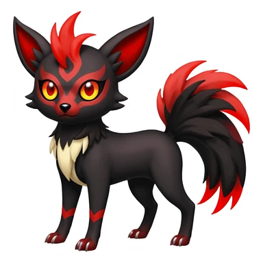 Darkrai-Zorua-Houndoom-Meloetta-Fakémon-creature-hybrid-fusion, full body sticker