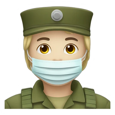 a military face in a Medical masks sticker