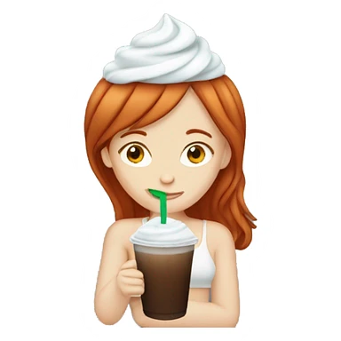 Red head girl drinking iced Capp sticker