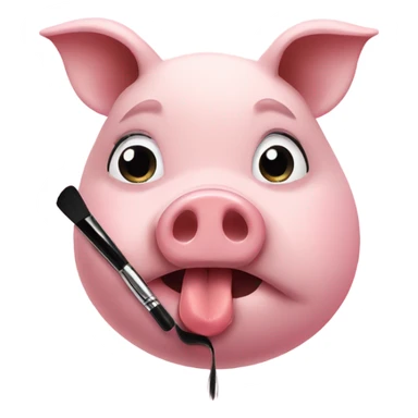 Pig putting on makeup  sticker