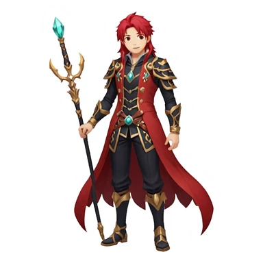 Diluc from Genshin Impact (full body) (tall adult male) (long hair) sticker