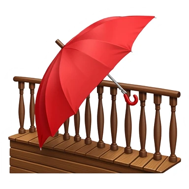 Red umbrella on stair railing sticker