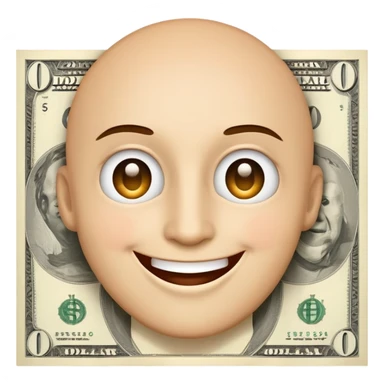 very happy face with dollar signs for eyes sticker