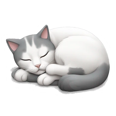 gray white cat sleeping sticker