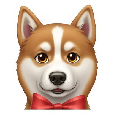 Red Siberian husky with bows sticker