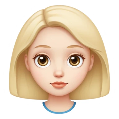 A woman with a round face, pale, light skin, big rounl sticker