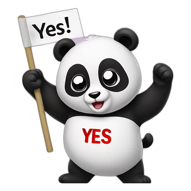 Panda holding a sign that says YES sticker