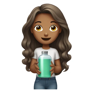 A girl with long hair and jars of shampoos in hand sticker
