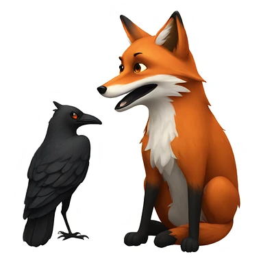 fox and crow sticker