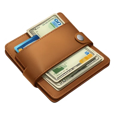 portefeuille marron avec quelques billets et carte bancaire sticker