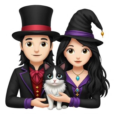 LonfGmagician couple and their pet cat sticker
