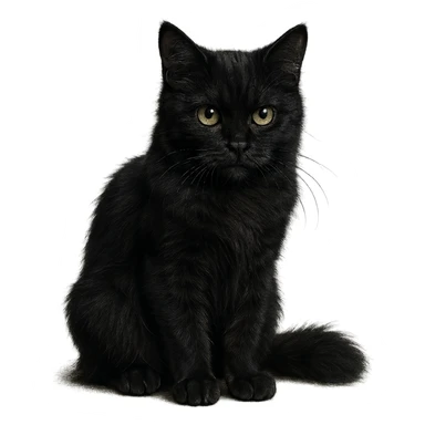 realistic goth black cat, highly detailed, no background sticker