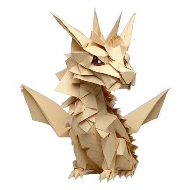 Sparkling patterned Beige Origami dragon with a dried flower crown made of newspapers intricate patterns surrounded by fairy lights nebula galaxy stars swirls sticker